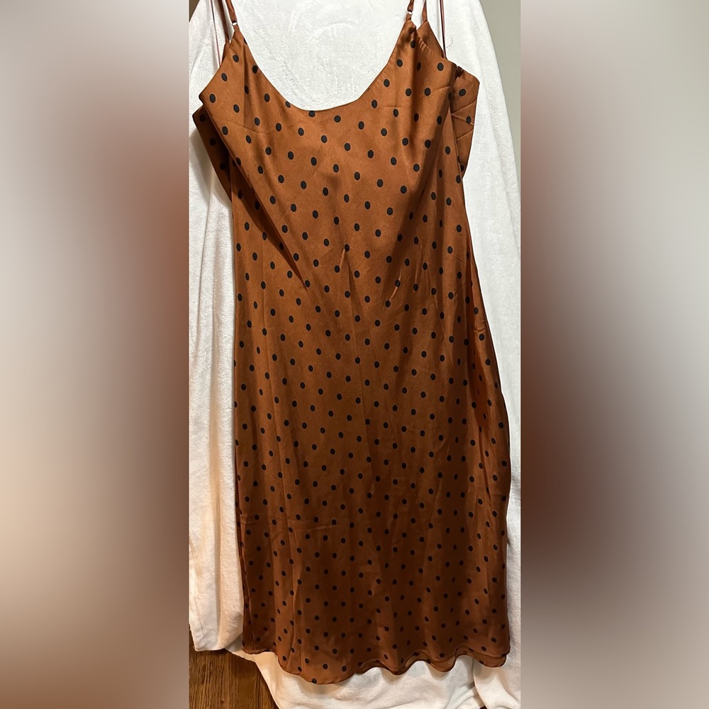 Plus Size Polka Dot Satin Dress